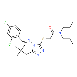 ChemSpider 2D Image | 2-({4-[(E)-(2,4-Dichlorobenzylidene)amino]-5-(2,2-dimethylpropyl)-4H-1,2,4-triazol-3-yl}sulfanyl)-N,N-dipropylacetamide | C22H31Cl2N5OS