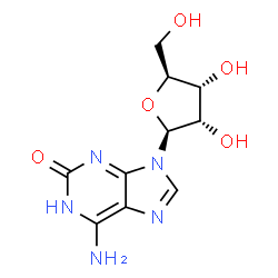 ChemSpider 2D Image | 6-Amino-9-(beta-L-ribofuranosyl)-1,9-dihydro-2H-purin-2-one | C10H13N5O5