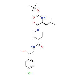 ChemSpider 2D Image | 2-Methyl-2-propanyl [(2S)-1-(4-{[2-(4-chlorophenyl)-2-hydroxyethyl]carbamoyl}-1-piperidinyl)-4-methyl-1-oxo-2-pentanyl]carbamate | C25H38ClN3O5