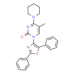 ChemSpider 2D Image | 1-(2,5-Diphenyl-1,3-oxazol-4-yl)-5-methyl-4-(1-piperidinyl)-2(1H)-pyrimidinone | C25H24N4O2