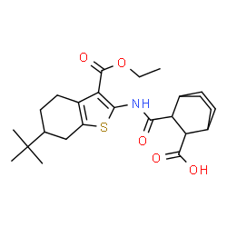 ChemSpider 2D Image | 3-{[6-tert-butyl-3-(ethoxycarbonyl)-4,5,6,7-tetrahydro-1-benzothiophen-2-yl]carbamoyl}bicyclo[2.2.2]octane-2-carboxylic acid | C25H35NO5S