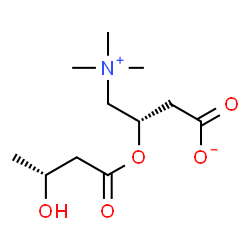 ChemSpider 2D Image | (3S)-3-{[(3R)-3-Hydroxybutanoyl]oxy}-4-(trimethylammonio)butanoate | C11H21NO5