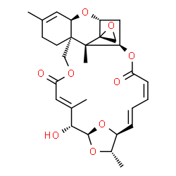 ChemSpider 2D Image | (1'R,2S,3'R,8'R,12'E,14'R,15'R,17'S,18'S,19'E,21'Z,25'R,26'S)-14'-Hydroxy-5',13',17',26'-tetramethyl-11'H,23'H-spiro[oxirane-2,27'-[2,10,16,24,29]pentaoxapentacyclo[23.2.1.1~15,18~.0~3,8~.0~8,26~]nona
cosa[4,12,19,21]tetraene]-11',23'-dione | C29H36O9