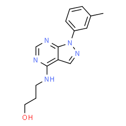 ChemSpider 2D Image | 3-{[1-(3-methylphenyl)pyrazolo[3,4-d]pyrimidin-4-yl]amino}propan-1-ol | C15H17N5O