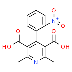ChemSpider 2D Image | 2,6-Dimethyl-4-(2-nitrophenyl)-3,5-pyridinedicarboxylic acid | C15H12N2O6