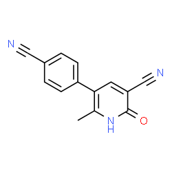 ChemSpider 2D Image | 5-(4-Cyanophenyl)-6-methyl-2-oxo-1,2-dihydro-3-pyridinecarbonitrile | C14H9N3O