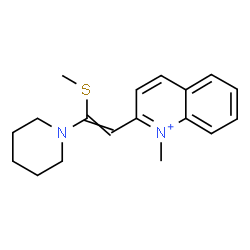 ChemSpider 2D Image | 1-Methyl-2-[2-(methylsulfanyl)-2-(1-piperidinyl)vinyl]quinolinium | C18H23N2S
