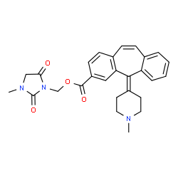 ChemSpider 2D Image | (3-Methyl-2,5-dioxo-1-imidazolidinyl)methyl 5-(1-methyl-4-piperidinylidene)-5H-dibenzo[a,d][7]annulene-3-carboxylate | C27H27N3O4