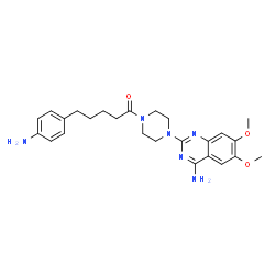 ChemSpider 2D Image | 1-[4-(4-Amino-6,7-dimethoxy-2-quinazolinyl)-1-piperazinyl]-5-(4-aminophenyl)-1-pentanone | C25H32N6O3