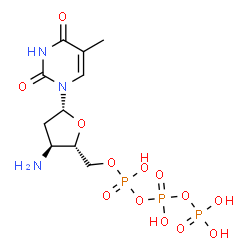 ChemSpider 2D Image | 3'-Amino-3'-deoxythymidine 5'-(tetrahydrogen triphosphate) | C10H18N3O13P3