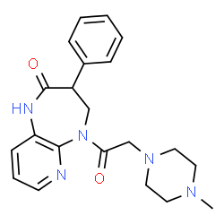 ChemSpider 2D Image | 5-[(4-Methyl-1-piperazinyl)acetyl]-3-phenyl-1,3,4,5-tetrahydro-2H-pyrido[2,3-b][1,4]diazepin-2-one | C21H25N5O2