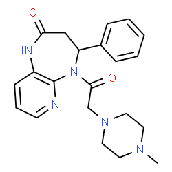ChemSpider 2D Image | 5-[(4-Methyl-1-piperazinyl)acetyl]-4-phenyl-1,3,4,5-tetrahydro-2H-pyrido[2,3-b][1,4]diazepin-2-one | C21H25N5O2