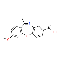 ChemSpider 2D Image | 3-Methoxy-11-methyldibenzo[b,f][1,4]oxazepine-8-carboxylic acid | C16H13NO4