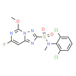 ChemSpider 2D Image | N-(2,6-Dichlorophenyl)-7-fluoro-5-methoxy-N-methyl[1,2,4]triazolo[1,5-c]pyrimidine-2-sulfonamide | C13H10Cl2FN5O3S