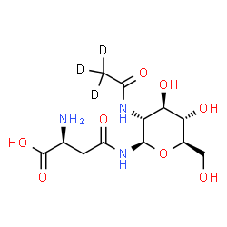 ChemSpider 2D Image | N-L-beta-Aspartyl-2-deoxy-2-[(~2~H_3_)ethanoylamino]-beta-D-glucopyranosylamine | C12H18D3N3O8