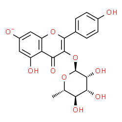 ChemSpider 2D Image | 3-[(6-Deoxy-alpha-L-mannopyranosyl)oxy]-5-hydroxy-2-(4-hydroxyphenyl)-4-oxo-4H-chromen-7-olate | C21H19O10