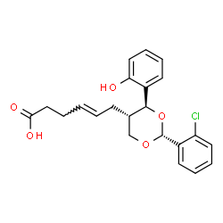 ChemSpider 2D Image | (4E)-6-[(2R,4S,5S)-2-(2-Chlorophenyl)-4-(2-hydroxyphenyl)-1,3-dioxan-5-yl]-4-hexenoic acid | C22H23ClO5