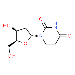ChemSpider 2D Image | 1-(2-Deoxy-alpha-L-threo-pentofuranosyl)dihydro-2,4(1H,3H)-pyrimidinedione | C9H14N2O5