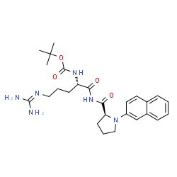ChemSpider 2D Image | N-[(2S)-5-[(Diaminomethylene)amino]-2-({[(2-methyl-2-propanyl)oxy]carbonyl}amino)pentanoyl]-1-(2-naphthyl)-L-prolinamide | C26H36N6O4