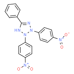 ChemSpider 2D Image | 2,3-Bis(4-nitrophenyl)-5-phenyl-2,3-dihydro-1H-tetrazole | C19H14N6O4