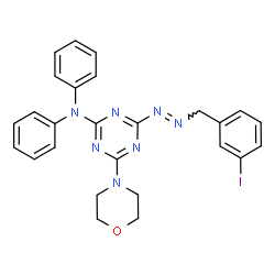 ChemSpider 2D Image | 4-[(E)-(3-Iodobenzyl)diazenyl]-6-(4-morpholinyl)-N,N-diphenyl-1,3,5-triazin-2-amine | C26H24IN7O