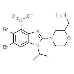 ChemSpider 2D Image | 1-[4-(5,6-Dibromo-1-isopropyl-4-nitro-1H-benzimidazol-2-yl)-2-morpholinyl]methanamine | C15H19Br2N5O3