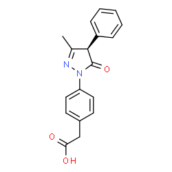 ChemSpider 2D Image | {4-[(4R)-3-Methyl-5-oxo-4-phenyl-4,5-dihydro-1H-pyrazol-1-yl]phenyl}acetic acid | C18H16N2O3