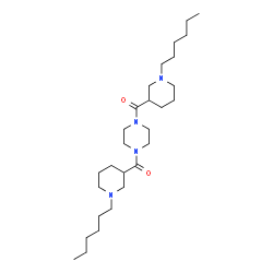 ChemSpider 2D Image | 1,4-Piperazinediylbis[(1-hexyl-3-piperidinyl)methanone] | C28H52N4O2
