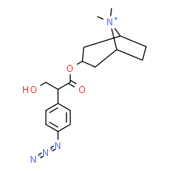 ChemSpider 2D Image | 3-{[2-(4-Azidophenyl)-3-hydroxypropanoyl]oxy}-8,8-dimethyl-8-azoniabicyclo[3.2.1]octane | C18H25N4O3
