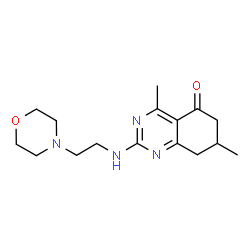 ChemSpider 2D Image | 4,7-Dimethyl-2-{[2-(4-morpholinyl)ethyl]amino}-7,8-dihydro-5(6H)-quinazolinone | C16H24N4O2