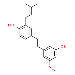 ChemSpider 2D Image | 4-(2-(3-Hydroxy-5-methoxyphenyl)ethyl)-2-(3-methyl-2-butenyl)phenol | C20H24O3