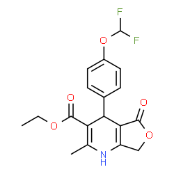 ChemSpider 2D Image | Ethyl 4-[4-(difluoromethoxy)phenyl]-2-methyl-5-oxo-1,4,5,7-tetrahydrofuro[3,4-b]pyridine-3-carboxylate | C18H17F2NO5