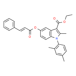 ChemSpider 2D Image | Ethyl 1-(2,4-dimethylphenyl)-2-methyl-5-{[(2E)-3-phenyl-2-propenoyl]oxy}-1H-indole-3-carboxylate | C29H27NO4