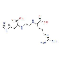 ChemSpider 2D Image | N-[2-({(1S)-1-Carboxy-4-[(diaminomethylene)amino]butyl}amino)ethyl]-L-histidine | C14H25N7O4