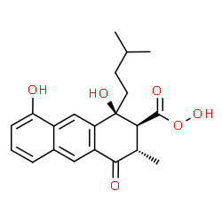 ChemSpider 2D Image | (1S,2S,3S)-1,8-Dihydroxy-3-methyl-1-(3-methylbutyl)-4-oxo-1,2,3,4-tetrahydro-2-anthracenecarboperoxoic acid | C21H24O6
