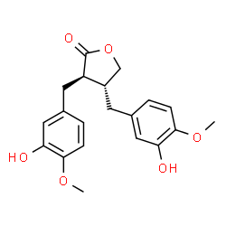 ChemSpider 2D Image | (3R,4R)-3,4-Bis(3-hydroxy-4-methoxybenzyl)dihydro-2(3H)-furanone | C20H22O6
