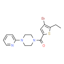ChemSpider 2D Image | (4-Bromo-5-ethyl-2-thienyl)[4-(2-pyridinyl)-1-piperazinyl]methanone | C16H18BrN3OS