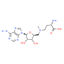 ChemSpider 2D Image | 9-(5-{[(3S)-3-Amino-3-carboxypropyl](methyl)amino}-5-deoxy-beta-L-ribofuranosyl)-9H-purin-6-amine | C15H23N7O5
