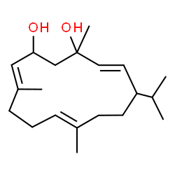ChemSpider 2D Image | (4E,8E,13E)-12-Isopropyl-1,5,9-trimethyl-4,8,13-cyclotetradecatriene-1,3-diol | C20H34O2