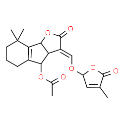 ChemSpider 2D Image | (3E)-8,8-Dimethyl-3-{[(4-methyl-5-oxo-2,5-dihydro-2-furanyl)oxy]methylene}-2-oxo-3,3a,4,5,6,7,8,8b-octahydro-2H-indeno[1,2-b]furan-4-yl acetate | C21H24O7