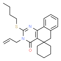 ChemSpider 2D Image | 3-Allyl-2-(butylsulfanyl)-3H-spiro[benzo[h]quinazoline-5,1'-cyclohexan]-4(6H)-one | C24H30N2OS