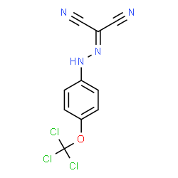 ChemSpider 2D Image | {[4-(Trichloromethoxy)phenyl]hydrazono}malononitrile | C10H5Cl3N4O