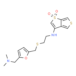 ChemSpider 2D Image | N-{2-[({5-[(Dimethylamino)methyl]-2-furyl}methyl)sulfanyl]ethyl}thieno[3,4-b]thiophen-3-amine 1,1-dioxide | C16H20N2O3S3