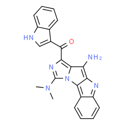 ChemSpider 2D Image | [4-Amino-1-(dimethylamino)imidazo[1',5':1,5]pyrrolo[3,2-b]indol-3-yl](1H-indol-3-yl)methanone | C23H18N6O