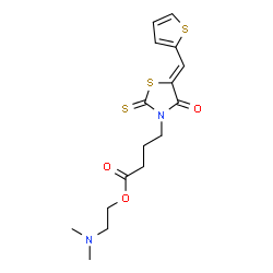 ChemSpider 2D Image | 2-(Dimethylamino)ethyl 4-[(5Z)-4-oxo-5-(2-thienylmethylene)-2-thioxo-1,3-thiazolidin-3-yl]butanoate | C16H20N2O3S3