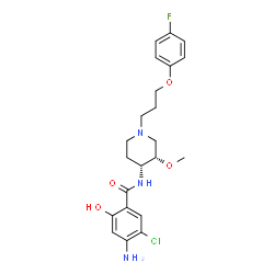 ChemSpider 2D Image | 4-Amino-5-chloro-N-{(3S,4R)-1-[3-(4-fluorophenoxy)propyl]-3-methoxy-4-piperidinyl}-2-hydroxybenzamide | C22H27ClFN3O4