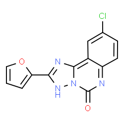 ChemSpider 2D Image | 9-Chloro-2-(2-furyl)[1,2,4]triazolo[1,5-c]quinazolin-5(3H)-one | C13H7ClN4O2