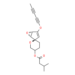 ChemSpider 2D Image | (1R,2R,5S)-4-(1,3-Pentadiyn-1-yloxy)-3',4',5',6'-tetrahydrospiro[6-oxabicyclo[3.1.0]hex-3-ene-2,2'-pyran]-5'-yl 3-methylbutanoate | C19H22O5