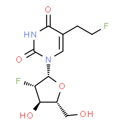 ChemSpider 2D Image | 1-(2-Deoxy-2-fluoro-beta-D-arabinofuranosyl)-5-(2-fluoroethyl)-2,4(1H,3H)-pyrimidinedione | C11H14F2N2O5