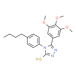 ChemSpider 2D Image | 4-(4-butylphenyl)-5-(3,4,5-trimethoxyphenyl)-2H-1,2,4-triazole-3-thione | C21H25N3O3S